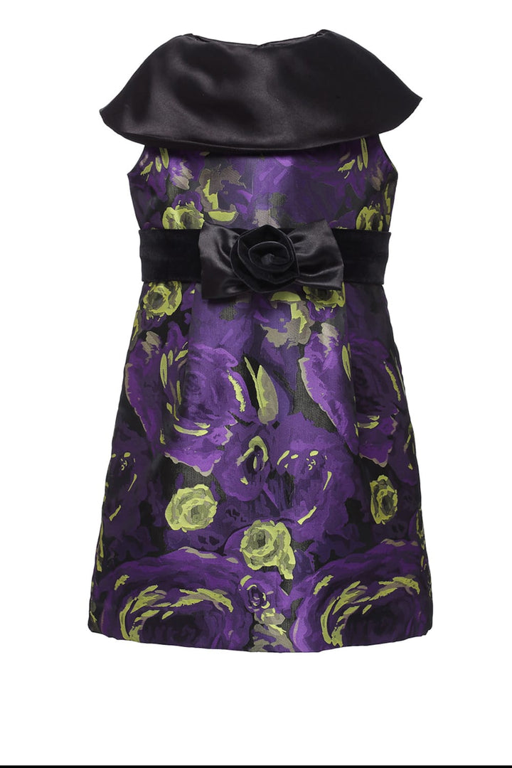Purple Dress with Black Collar – Black Designer Dress for Girls | PNK – Isha Arora India
