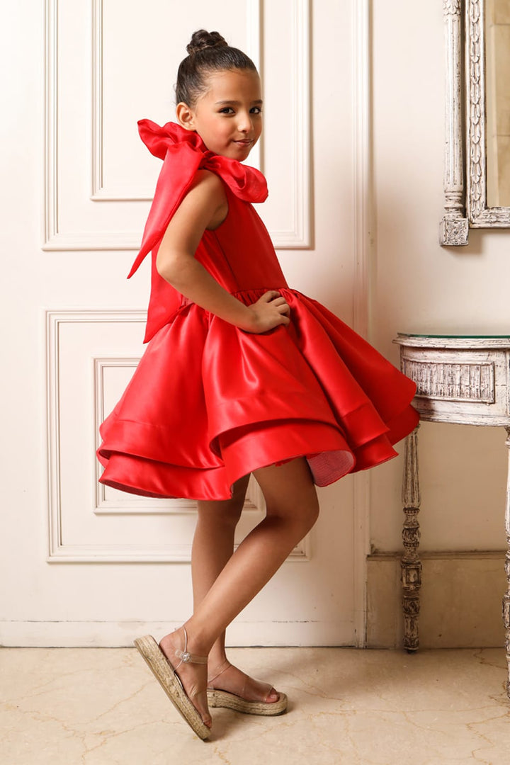 Red Ballerina Dress – Red Designer Dress for Girls | PNK – Isha Arora India