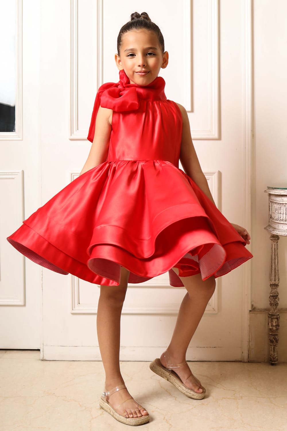 Red Ballerina Dress – Red Designer Dress for Girls | PNK – Isha Arora India