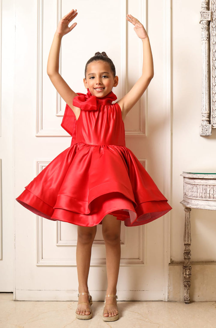 Red Ballerina Dress – Red Designer Dress for Girls | PNK – Isha Arora India