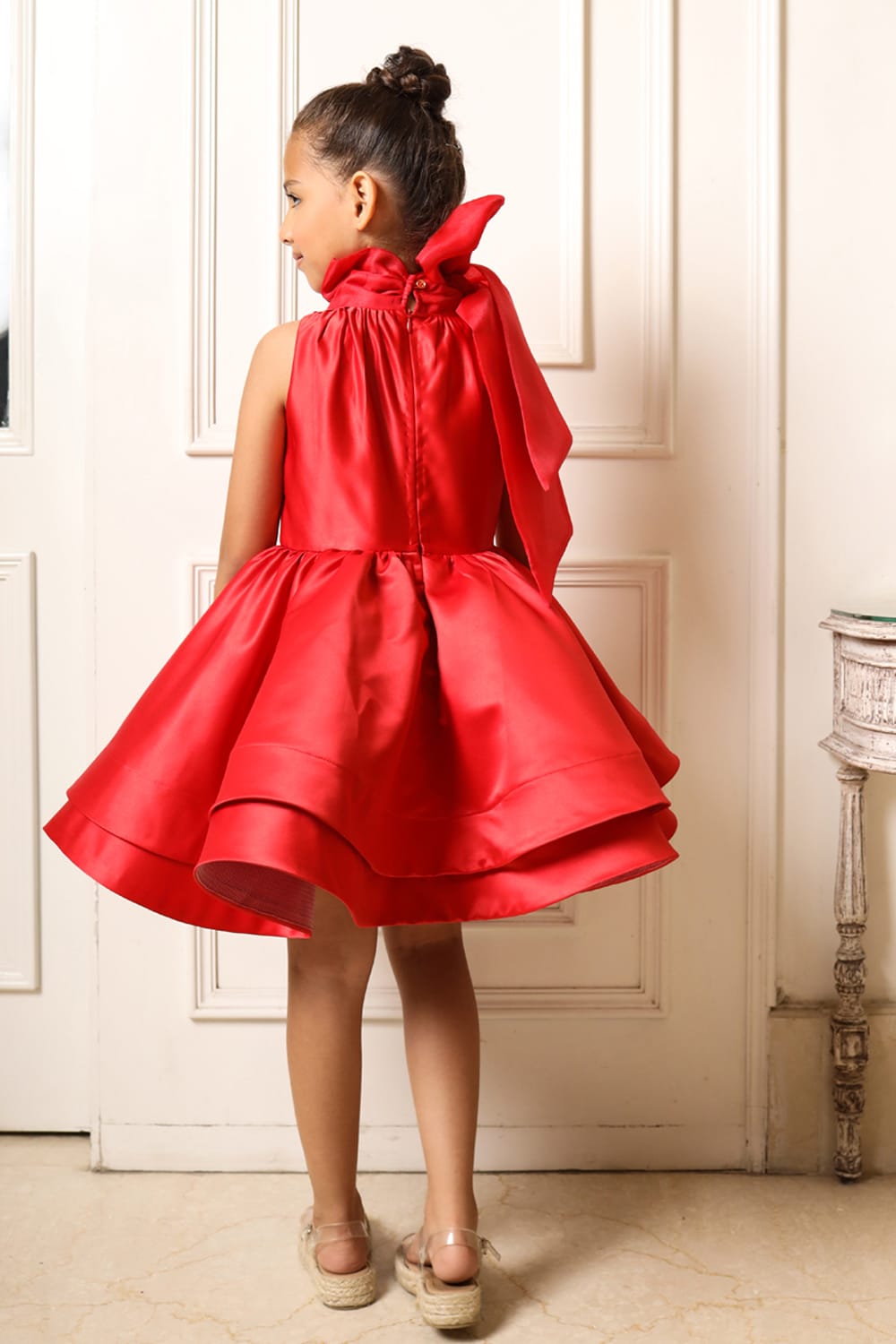 Red Ballerina Dress – Red Designer Dress for Girls | PNK – Isha Arora India