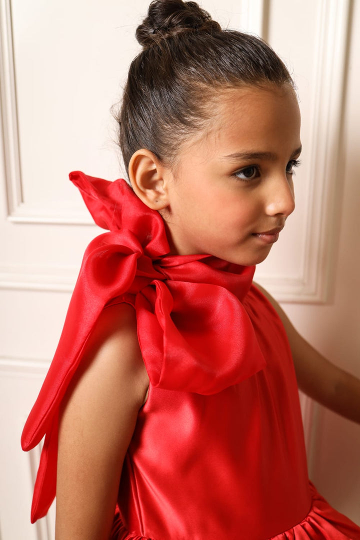 Red Ballerina Dress – Red Designer Dress for Girls | PNK – Isha Arora India