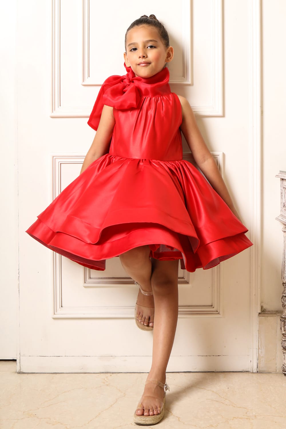 Red Ballerina Dress – Red Designer Dress for Girls | PNK – Isha Arora India