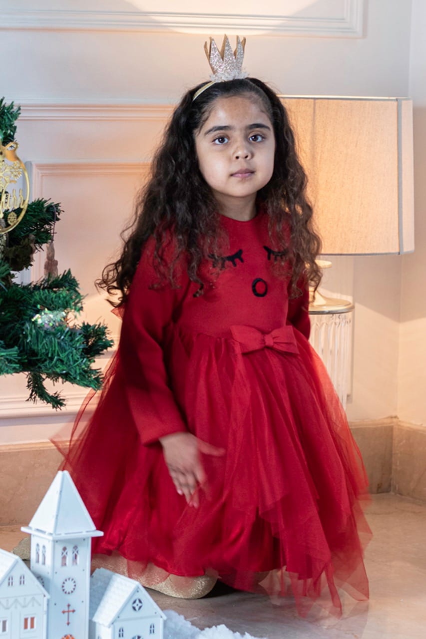 Red Rudolph Dress – Red Designer Dress for Girls | PNK – Isha Arora India