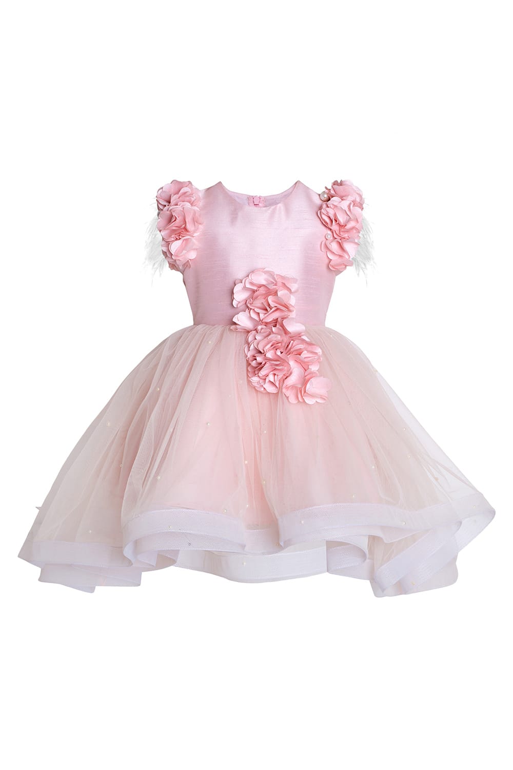 Soft Pink Dupion Bodice High Low Birthday Dress – Pink Designer Dress for Girls | PNK – Isha Arora India