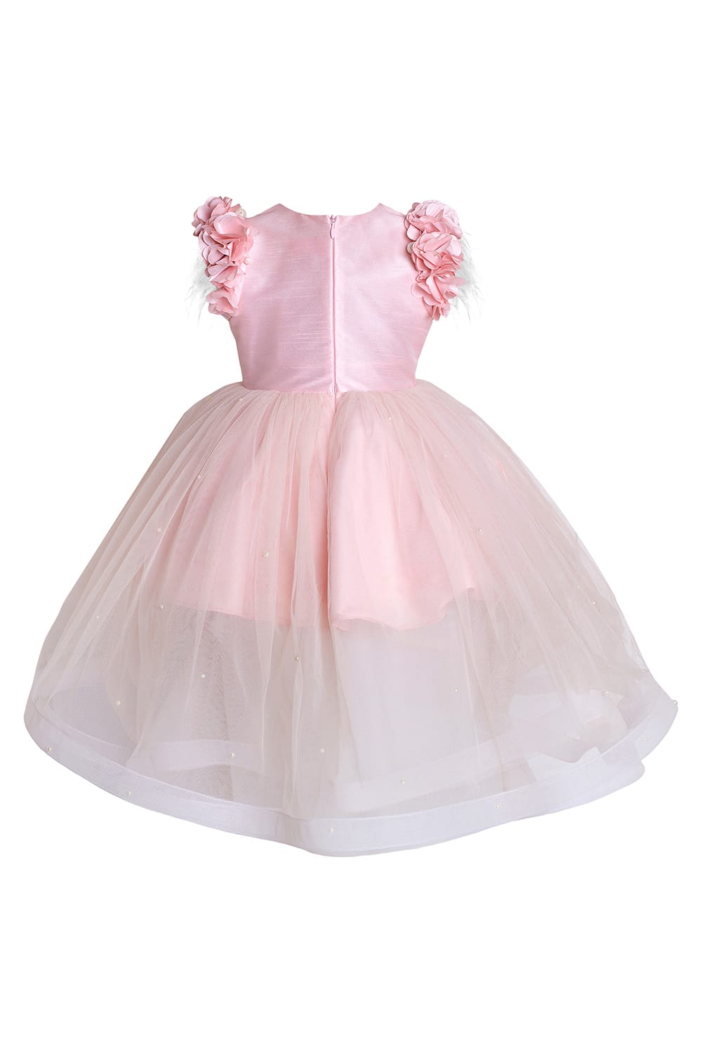Soft Pink Dupion Bodice High Low Birthday Dress – Pink Designer Dress for Girls | PNK – Isha Arora India
