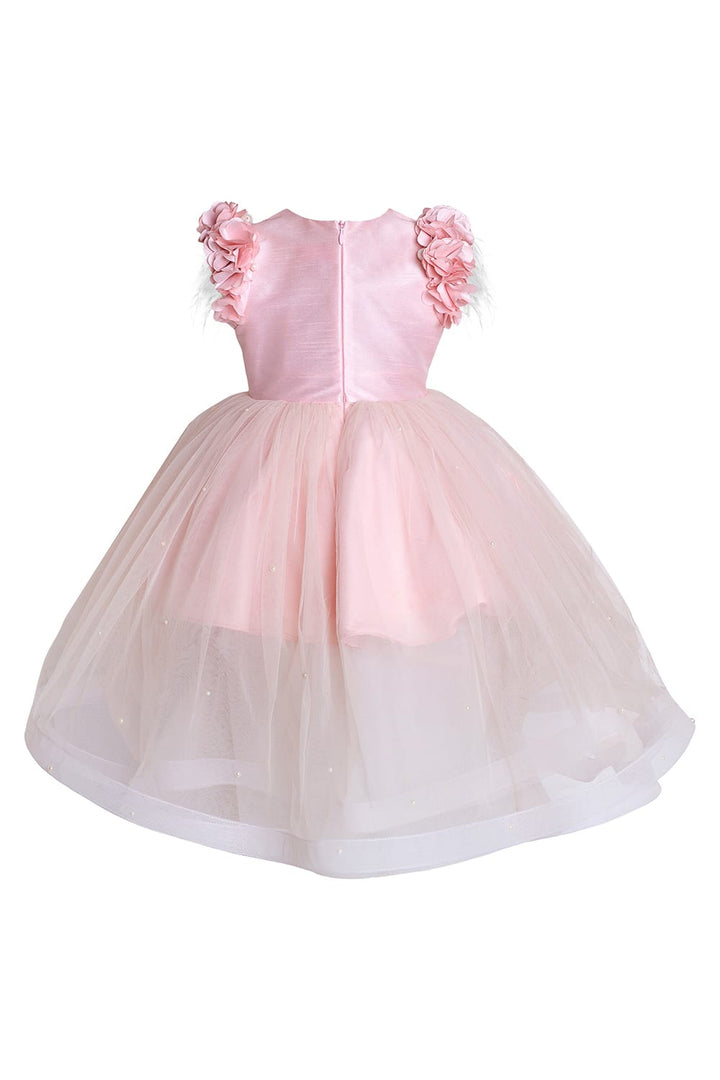 Soft Pink Dupion Bodice High Low Birthday Dress – Pink Designer Dress for Girls | PNK – Isha Arora India