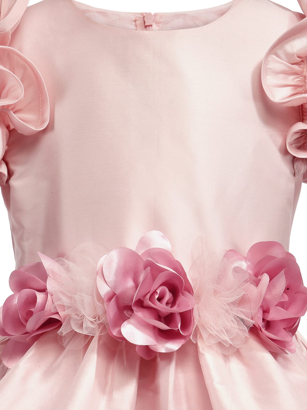 Soft Pink Ruffle Sleeve Flared Birthday Dress – Pink Designer Dress for Girls | PNK – Isha Arora India