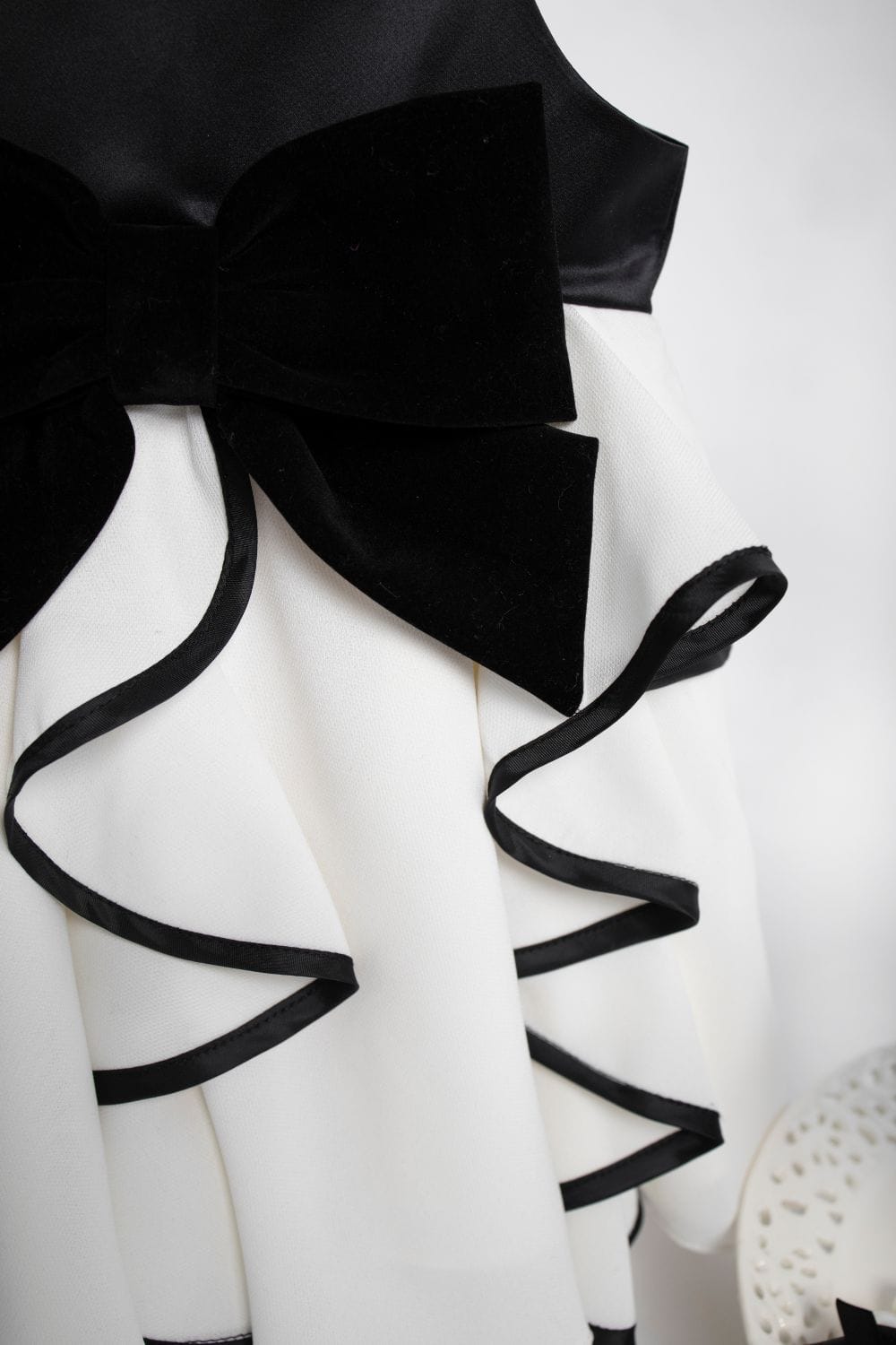 Swirly Dress with Bow – Ivory Designer Dress for Girls | PNK – Isha Arora India