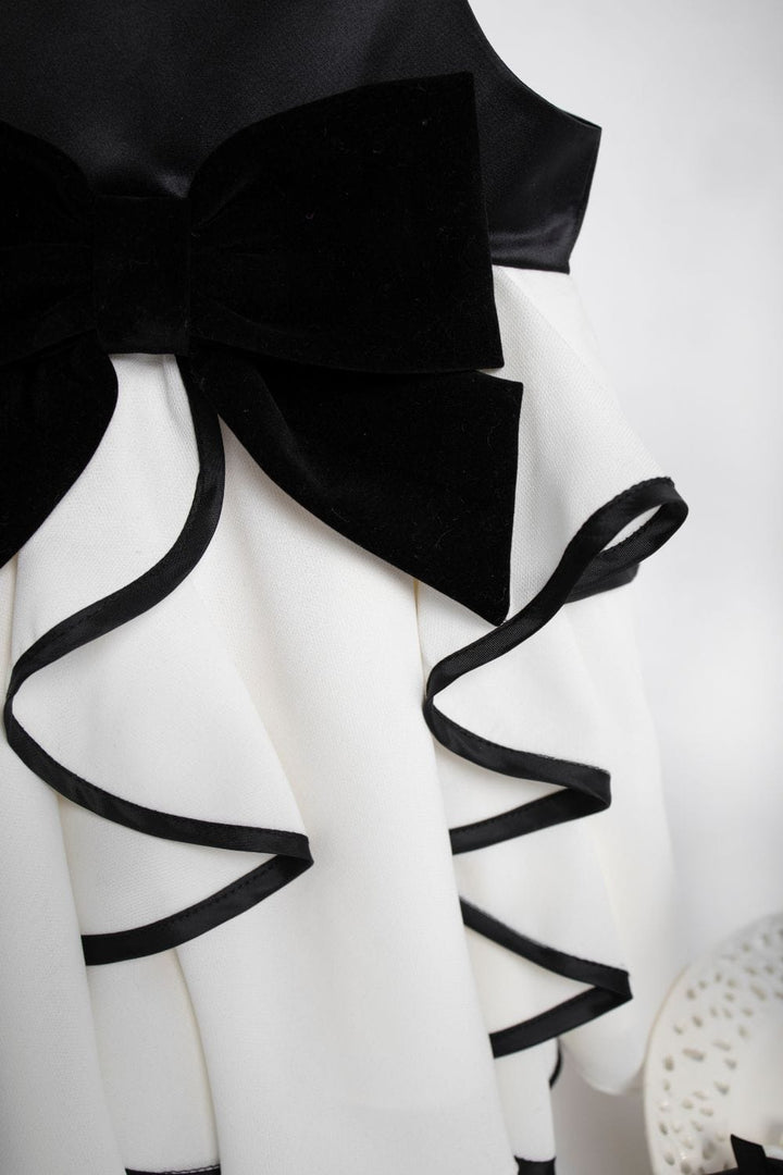 Swirly Dress with Bow – Ivory Designer Dress for Girls | PNK – Isha Arora India