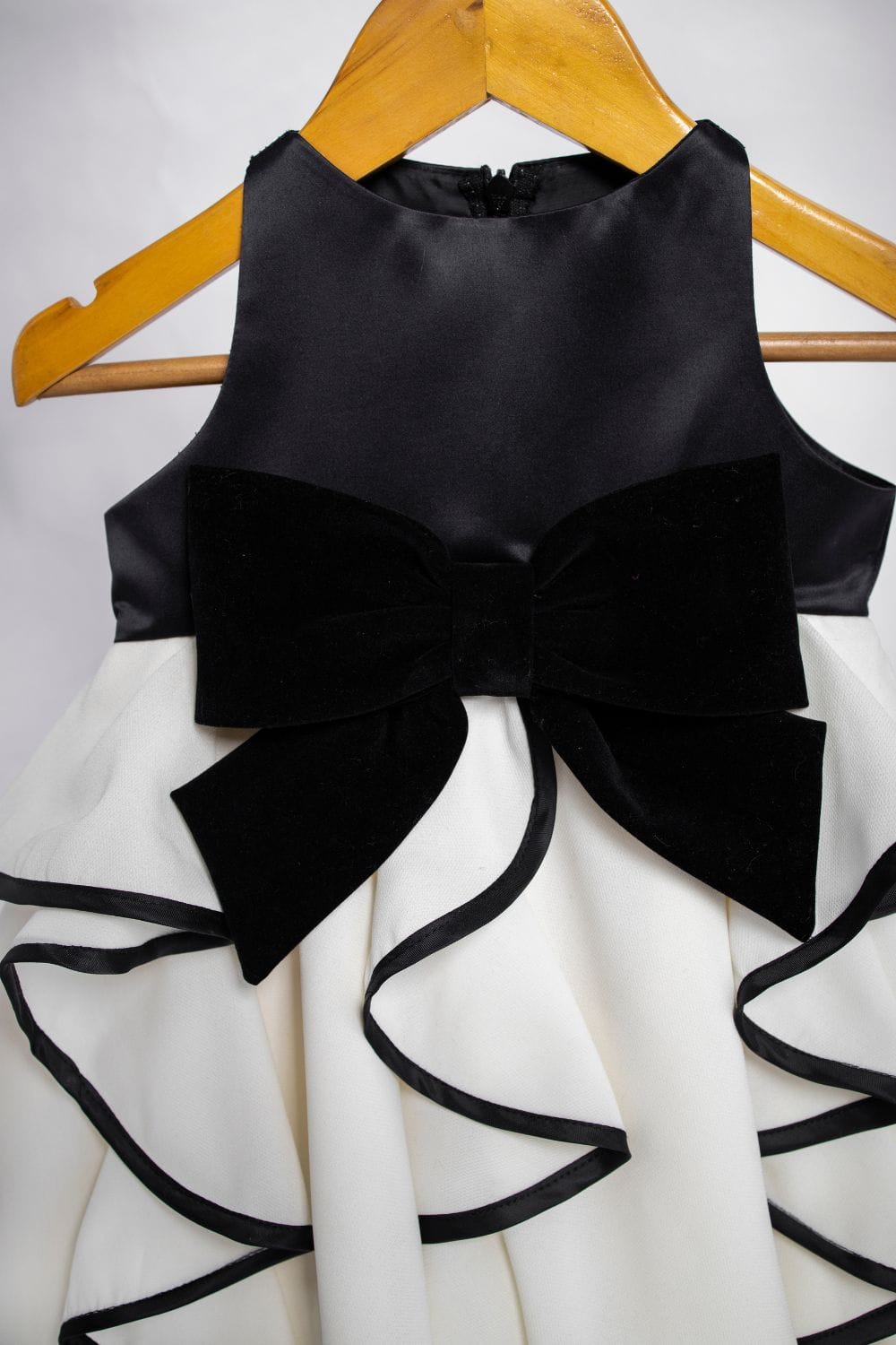 Swirly Dress with Bow – Ivory Designer Dress for Girls | PNK – Isha Arora India