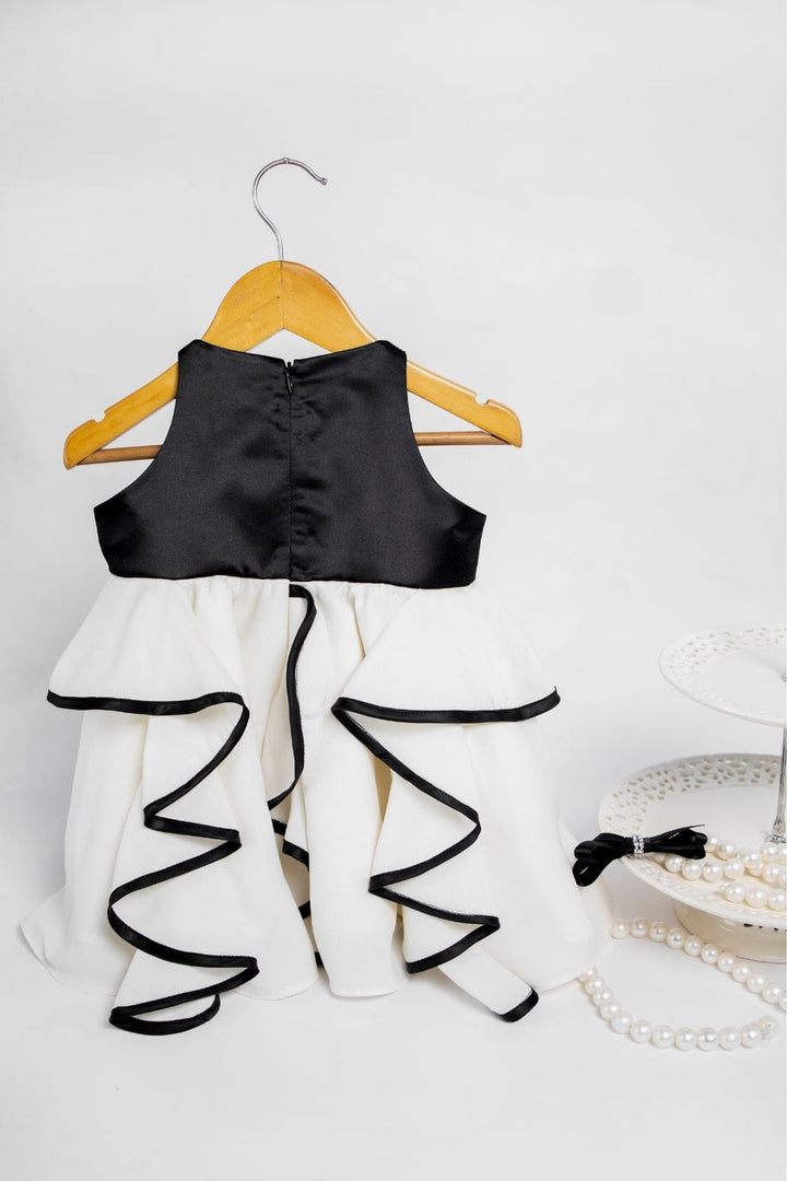 Swirly Dress with Bow – Ivory Designer Dress for Girls | PNK – Isha Arora India