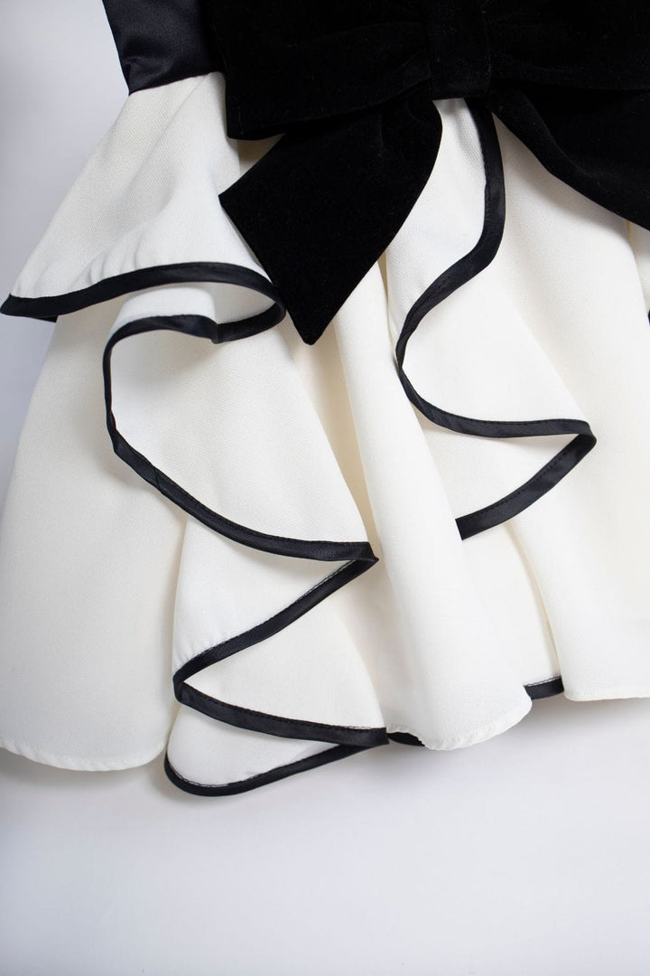Swirly Dress with Bow – Ivory Designer Dress for Girls | PNK – Isha Arora India