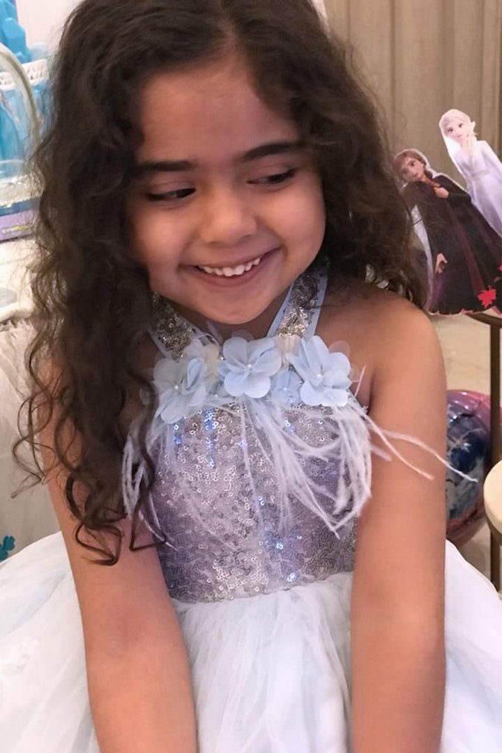 The Blue Frozen Theme Birthday Dress – Blue Designer Dress for Girls | PNK – Isha Arora India