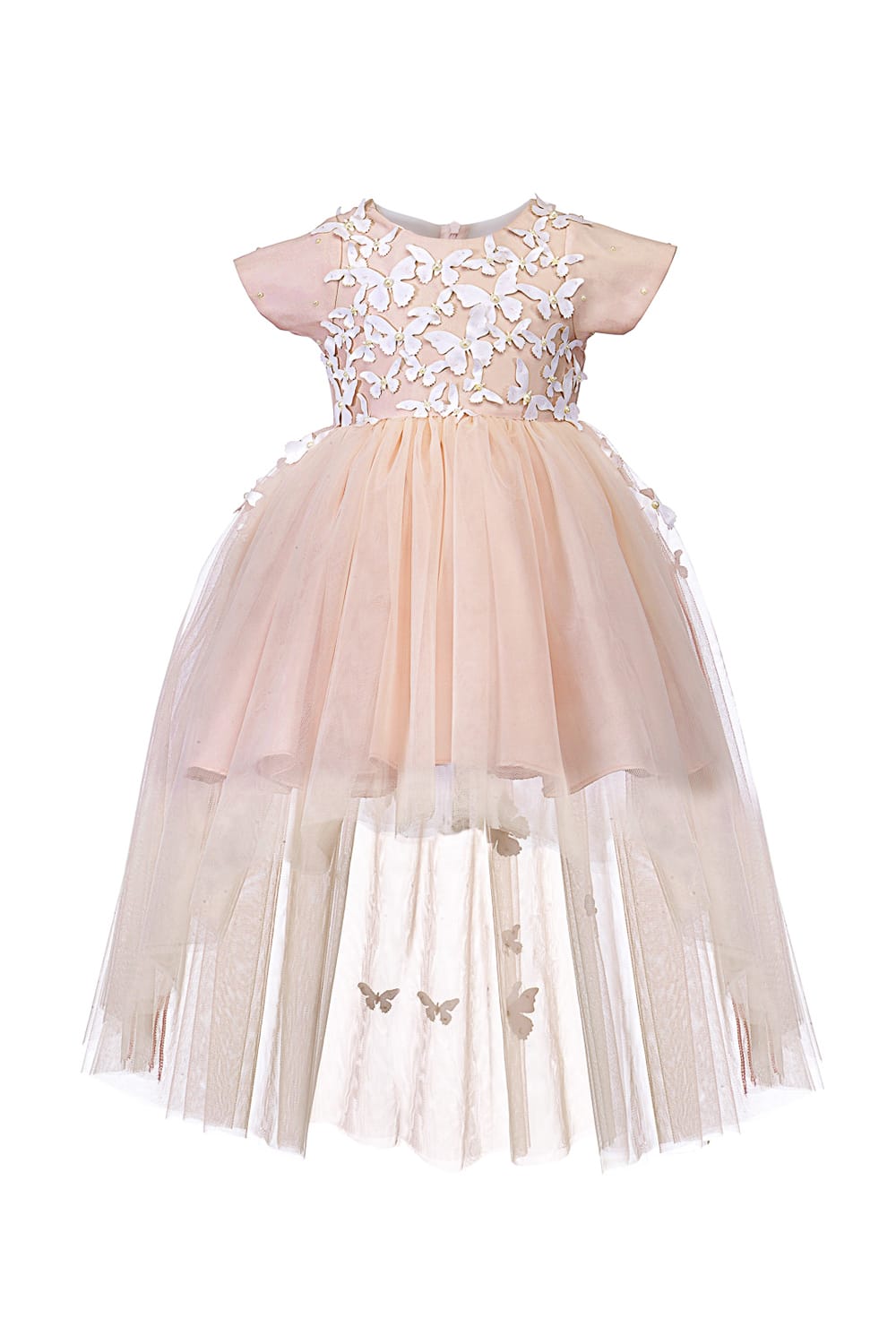 The Enchanted Flutter High Low Birthday Dress – Pink Designer Dress for Girls | PNK – Isha Arora India