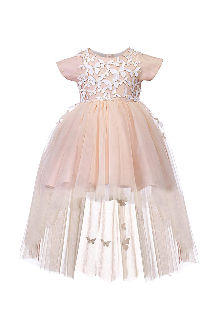 The Enchanted Flutter High Low Birthday Dress – Pink Designer Dress for Girls | PNK – Isha Arora India