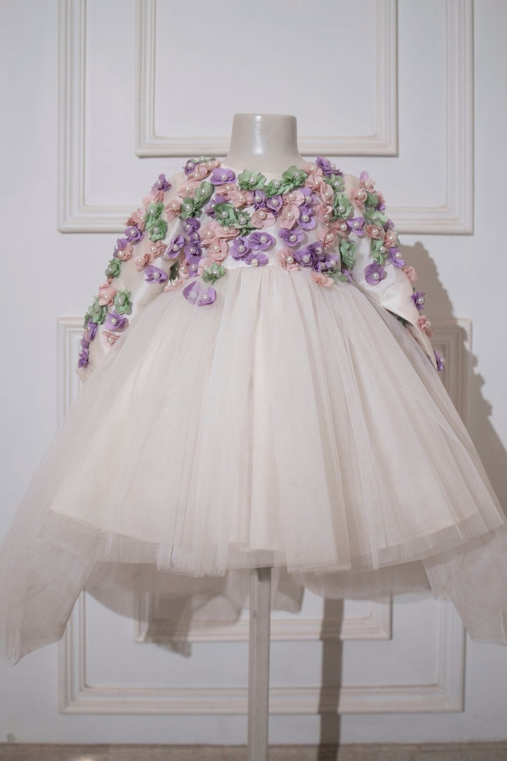 The Pearl White High-Low Birthday Dress – Pink Designer Dress for Girls | PNK – Isha Arora India