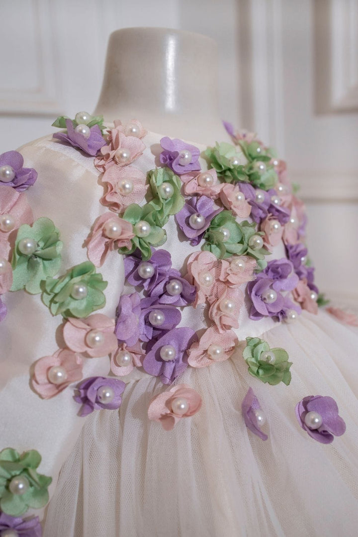 The Pearl White High-Low Birthday Dress – Pink Designer Dress for Girls | PNK – Isha Arora India