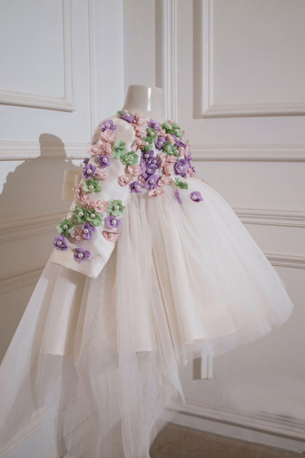 The Pearl White High-Low Birthday Dress – Pink Designer Dress for Girls | PNK – Isha Arora India