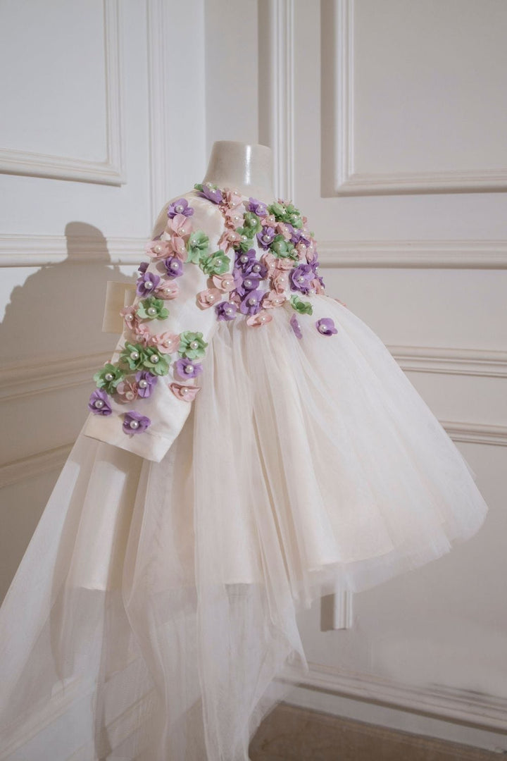 The Pearl White High-Low Birthday Dress – Pink Designer Dress for Girls | PNK – Isha Arora India