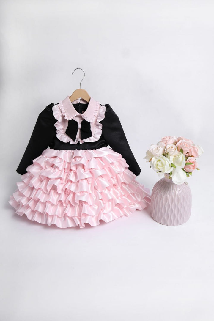 Tiered Dress – Black Designer Dress for Girls | PNK – Isha Arora India