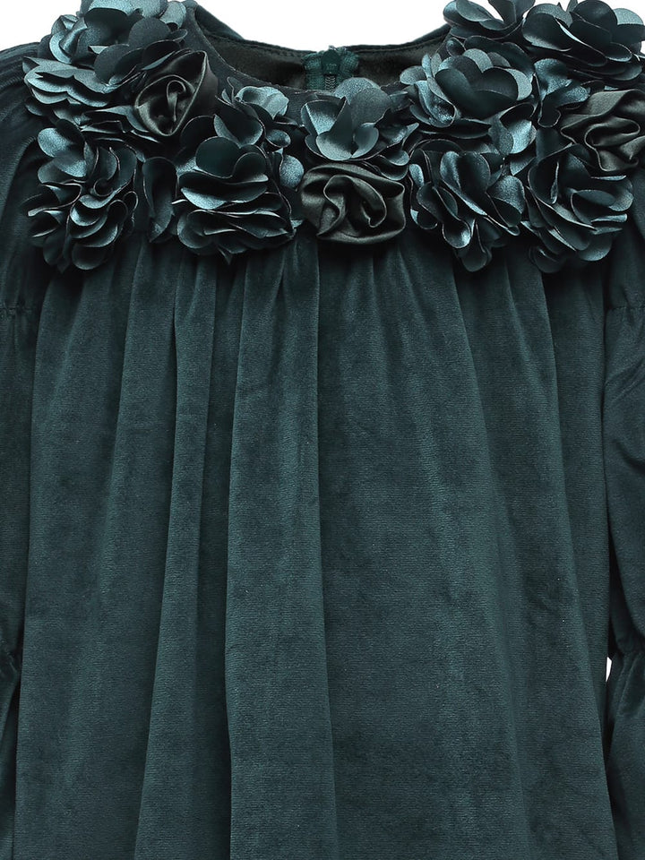 Velvet Vintage Dress – Green Designer Dress for Girls | PNK – Isha Arora India