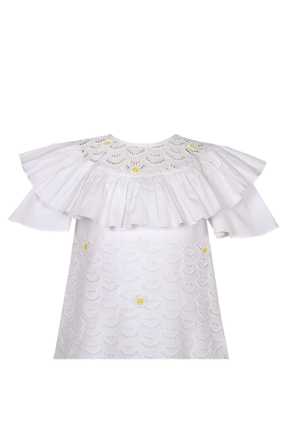 White Chikan Daisy Dress – White Designer Dress for Girls | PNK – Isha Arora India