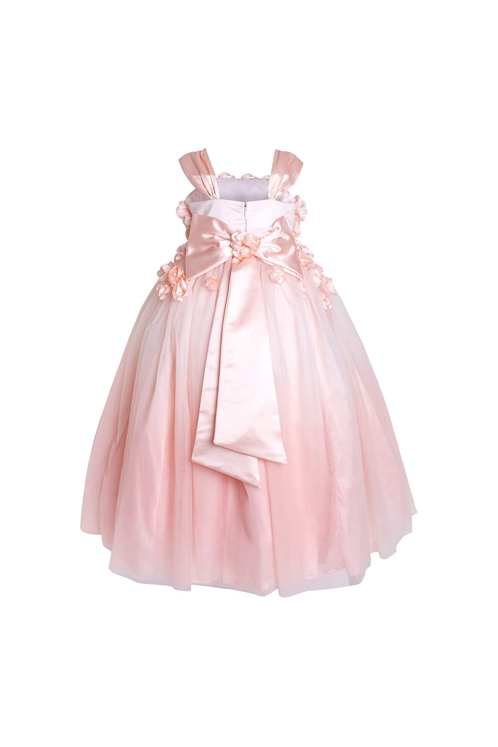 Peach Flower Bodice Dress With Ombre Net – Peach Designer Gown for Girls | PNK – Isha Arora India