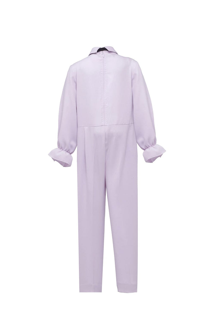 Lilac Ruffle Jumpsuit with Black Tie up – Purple Kids Jumpsuit | PNK – Isha Arora India