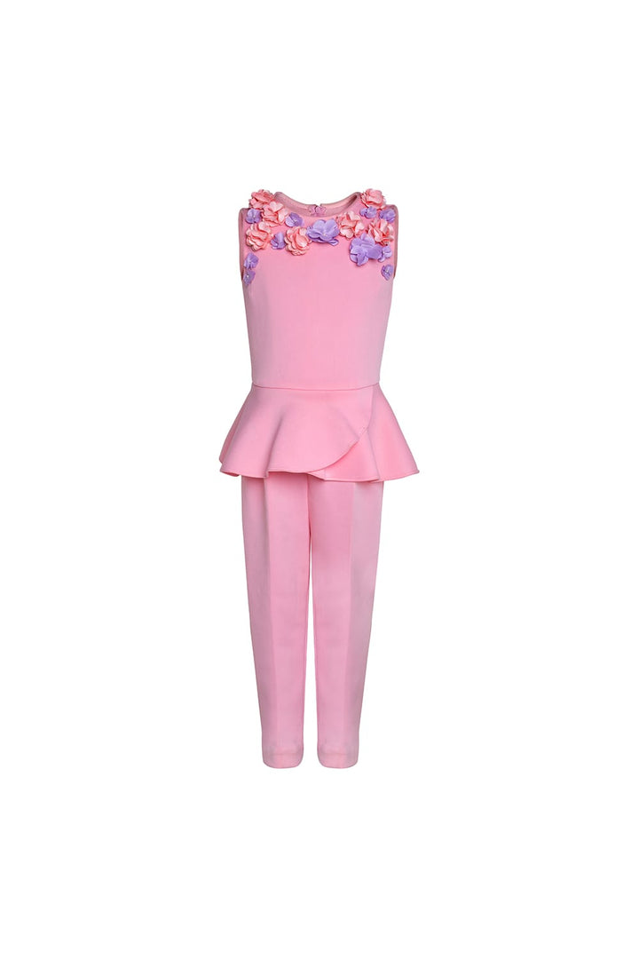 Marshmellow Peplum Jumpsuit – Pink Kids Jumpsuit | PNK – Isha Arora India