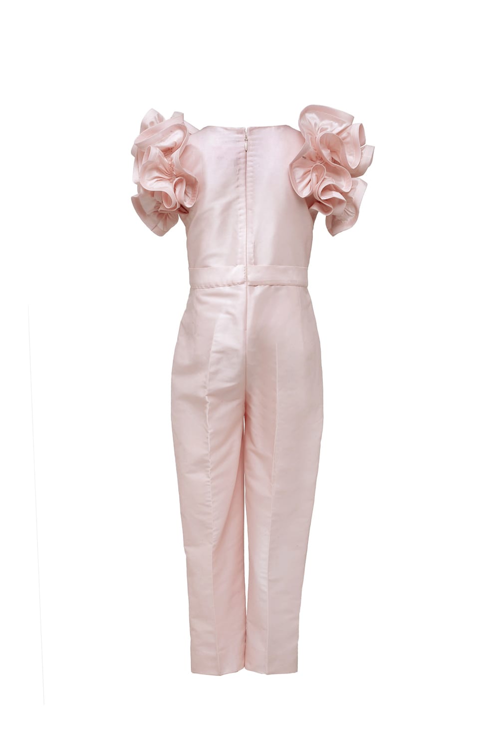 Soft Pink Ruffle Sleeve Jumpsuit – Pink Kids Jumpsuit | PNK – Isha Arora India