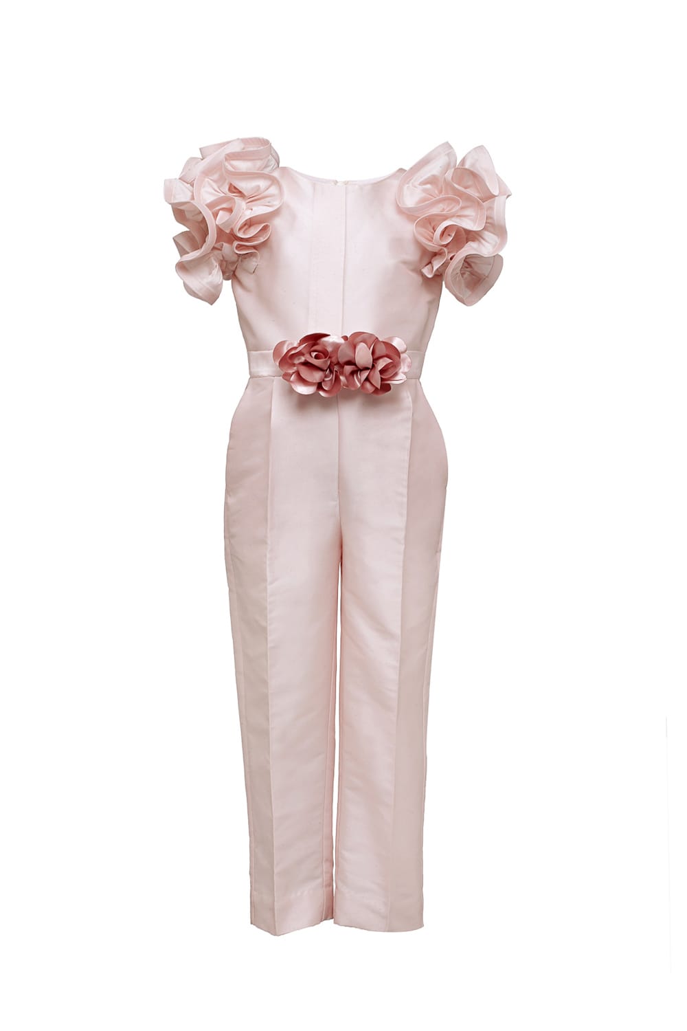 Soft Pink Ruffle Sleeve Jumpsuit – Pink Kids Jumpsuit | PNK – Isha Arora India