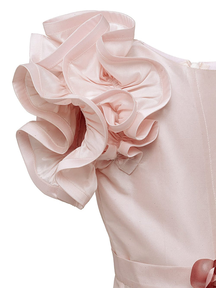 Soft Pink Ruffle Sleeve Jumpsuit – Pink Kids Jumpsuit | PNK – Isha Arora India
