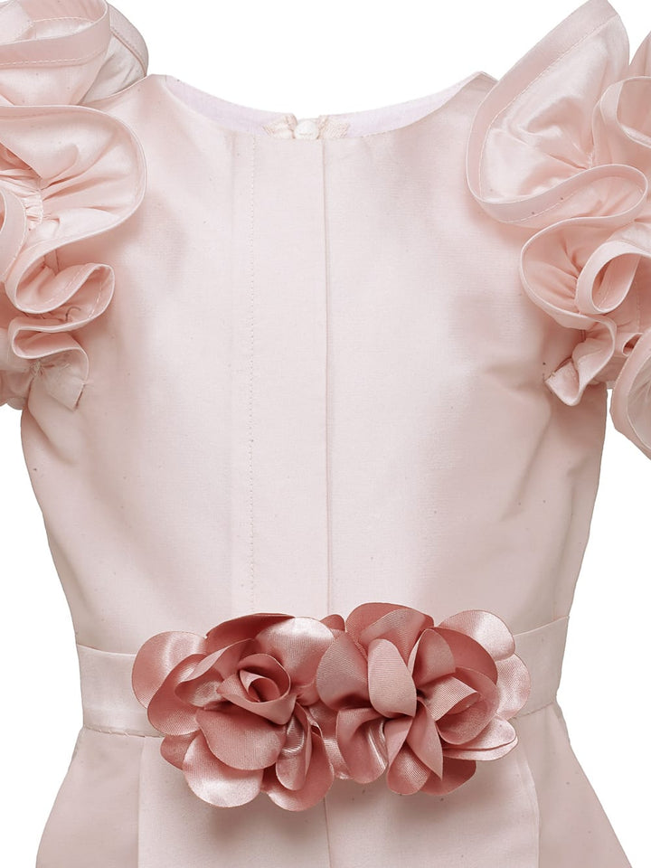 Soft Pink Ruffle Sleeve Jumpsuit – Pink Kids Jumpsuit | PNK – Isha Arora India