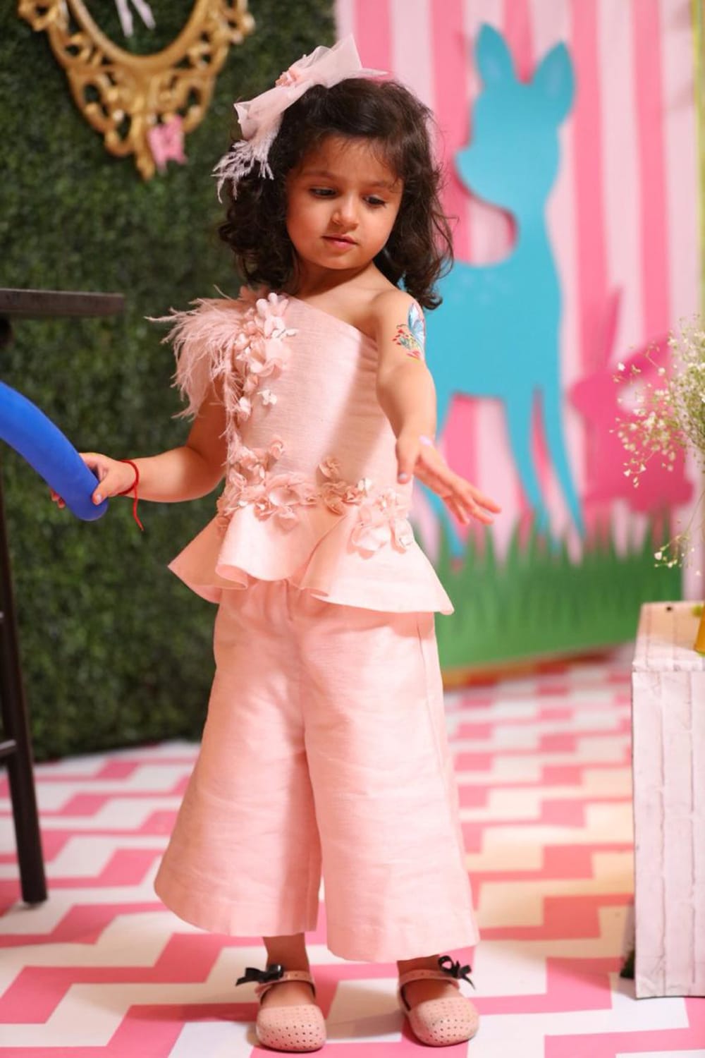 Blush Pink Peplum And Palazzo Set – Pink Top & Palazzo Set for Girls | PNK – Isha Arora India