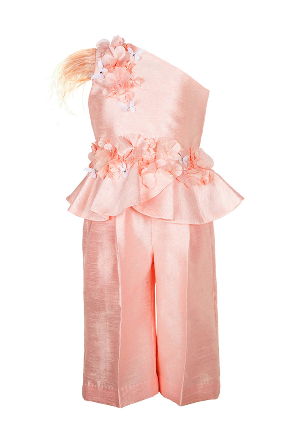 Blush Pink Peplum And Palazzo Set – Pink Top & Palazzo Set for Girls | PNK – Isha Arora India