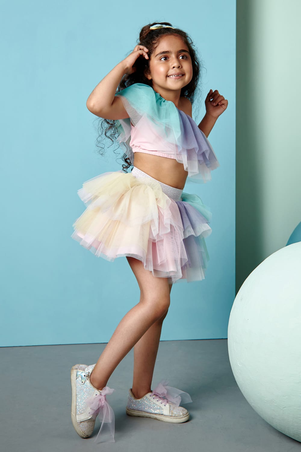 It’s a Mer-Fun Day Co-Ord Set – Multicolour Top & Skirt Set for Girls | PNK – Isha Arora India