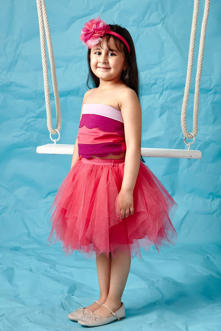 Little Miss Mermaid Co-Ord Set – Pink Top & Skirt Set for Girls | PNK – Isha Arora India