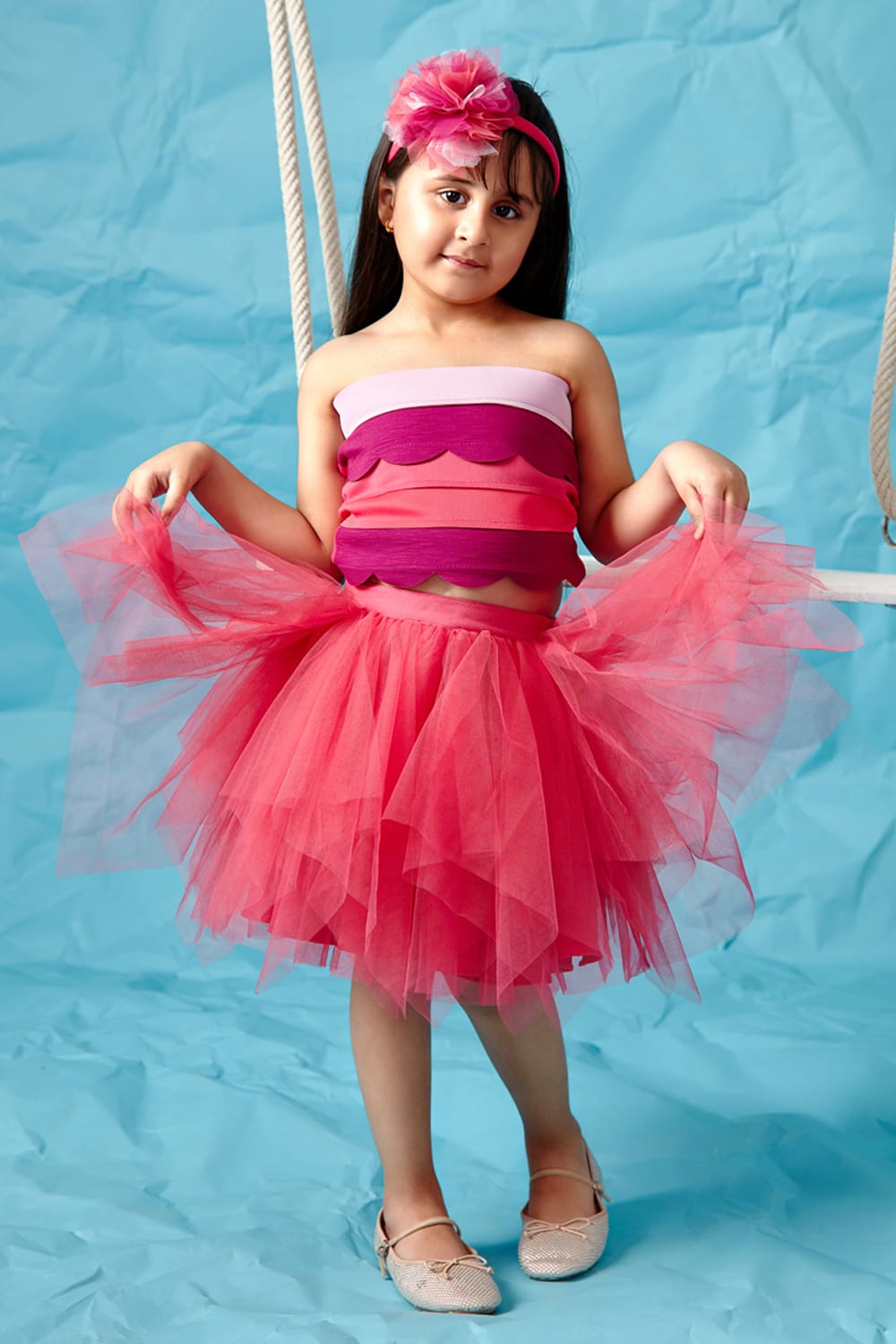 Little Miss Mermaid Co-Ord Set – Pink Top & Skirt Set for Girls | PNK – Isha Arora India