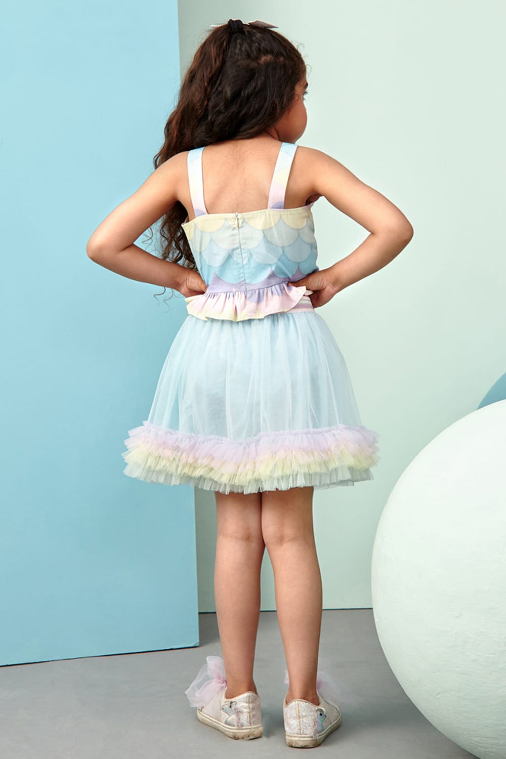 Mermaid Splash Birthday Outfit – Blue Top & Skirt Set for Girls | PNK – Isha Arora India