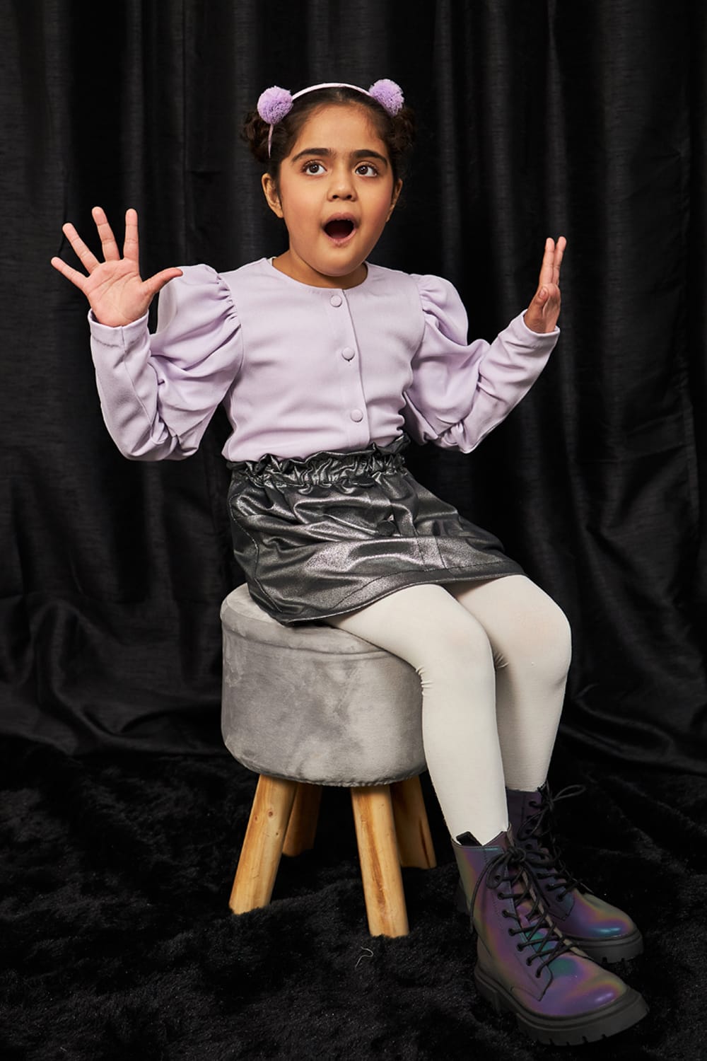 Metallica – Purple Top & Skirt Set for Girls | PNK – Isha Arora India