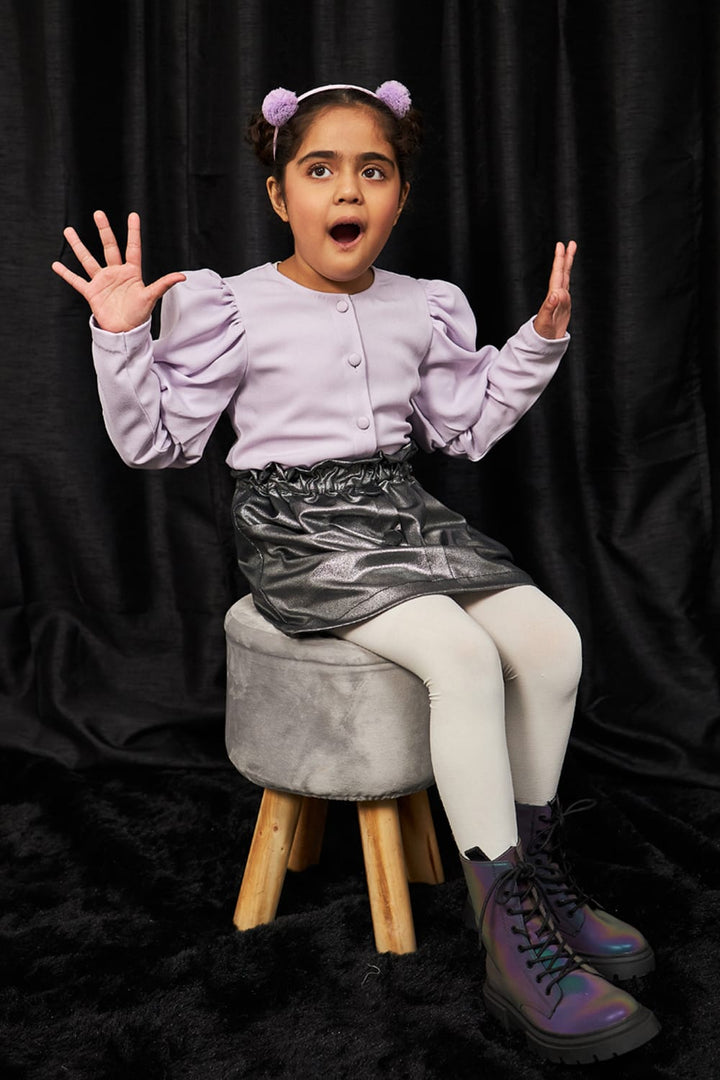 Metallica – Purple Top & Skirt Set for Girls | PNK – Isha Arora India
