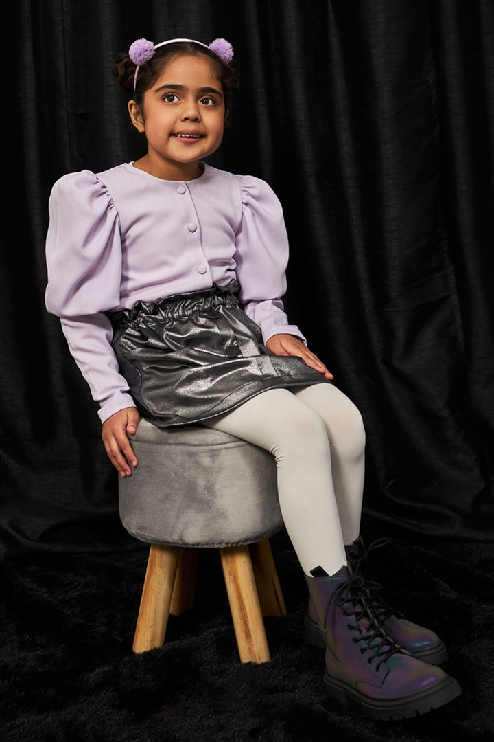 Metallica – Purple Top & Skirt Set for Girls | PNK – Isha Arora India