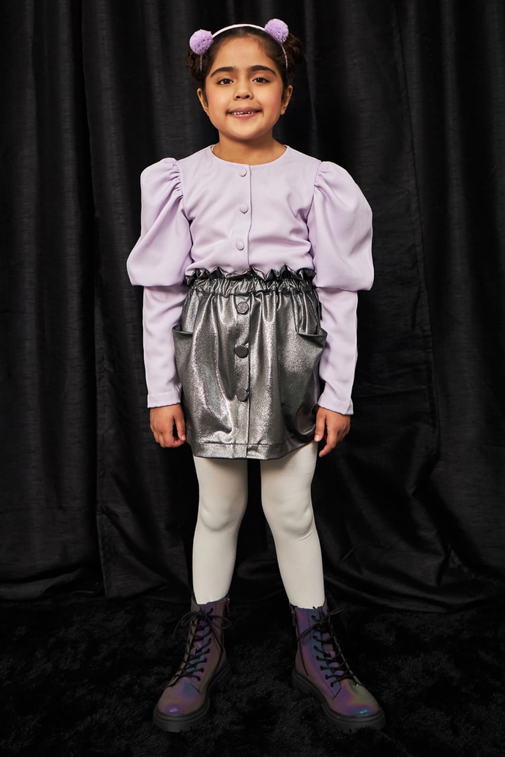 Metallica – Purple Top & Skirt Set for Girls | PNK – Isha Arora India
